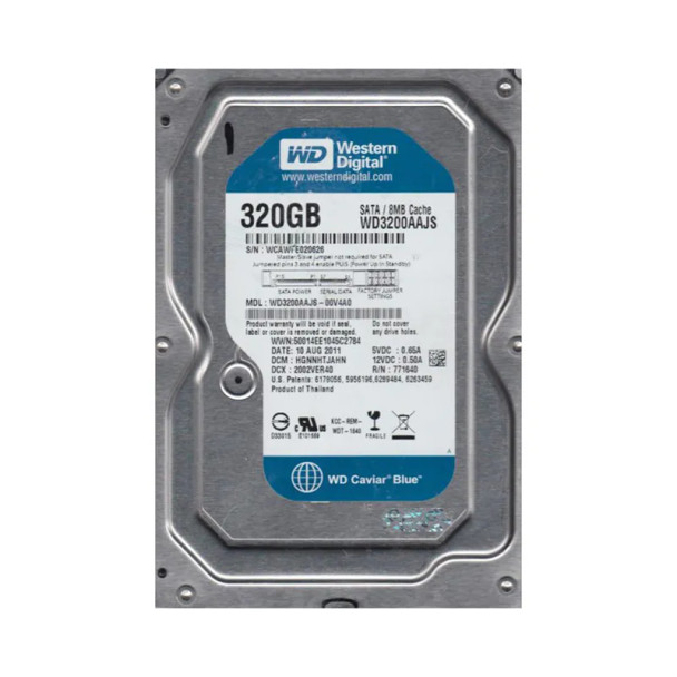 WD3200AAJS-00V4A0 - Western Digital Caviar Blue 320GB 7200RPM SATA 3Gb/s 8MB Cache 3.5-inch Hard Drive