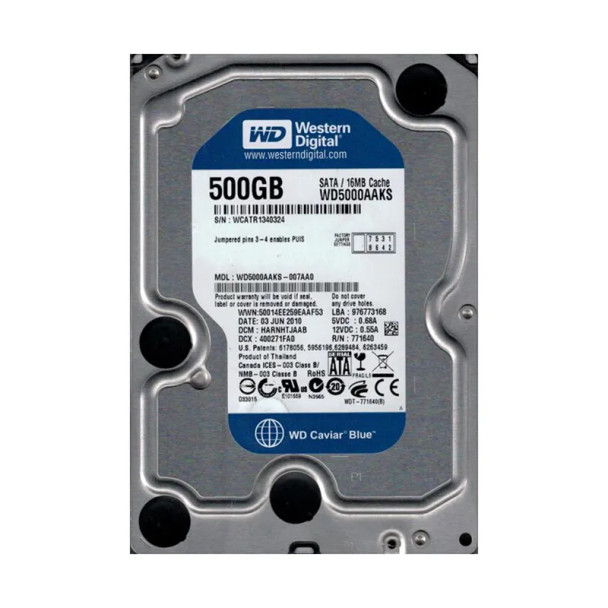 WD5000AAKS-007AA0 - Western Digital Caviar Blue 500GB 7200RPM SATA 3Gb/s 16MB Cache 3.5-inch Hard Drive