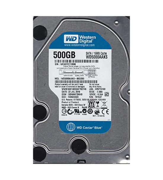 WD5000AAKS-00D2B0 - Western Digital Caviar Blue 500GB 7200RPM SATA 3Gb/s 16MB Cache 3.5-inch Hard Drive