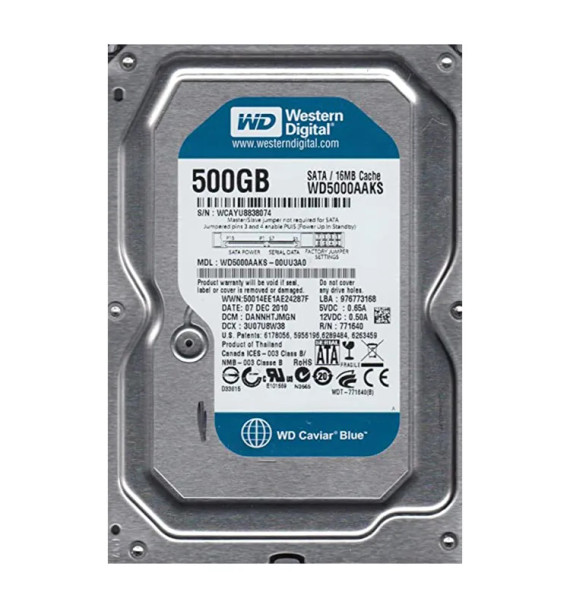 WD5000AAKS-00UU3A0 - Western Digital Caviar Blue 500GB 7200RPM SATA 3Gb/s 16MB Cache 3.5-inch Hard Drive