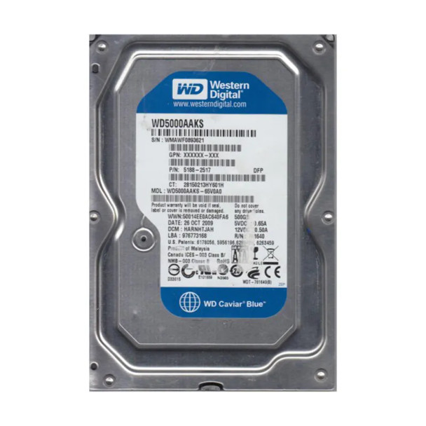 WD5000AAKS-65V0A0 - Western Digital Caviar Blue 500GB 7200RPM SATA 3Gb/s 16MB Cache 3.5-inch Hard Drive