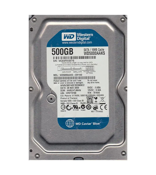 WD5000AAKS-22V1A0 - Western Digital Caviar Blue 500GB 7200RPM SATA 3Gb/s 16MB Cache 3.5-inch Hard Drive