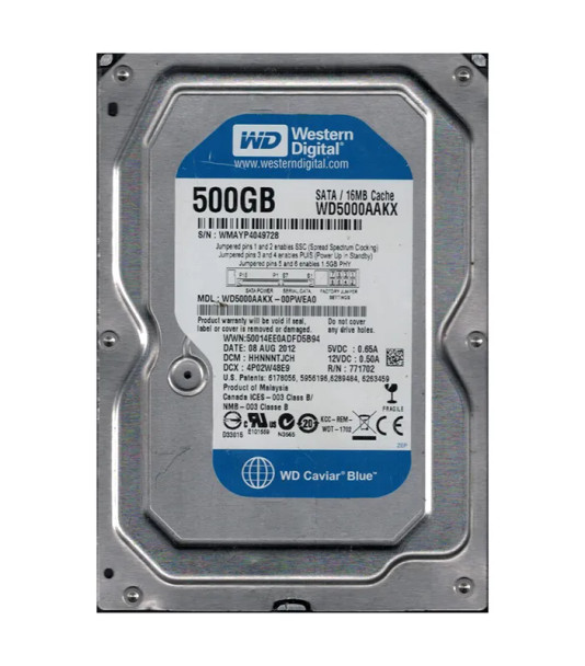 WD5000AAKX-00PWEA0 - Western Digital Caviar Blue 500GB 7200RPM SATA 6Gb/s 16MB Cache 3.5-inch Hard Drive