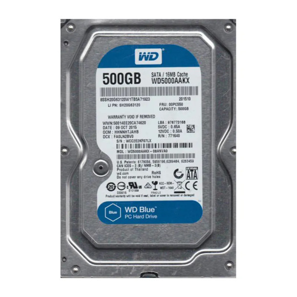 WD5000AAKX-08ANVA0 - Western Digital Caviar Blue 500GB 7200RPM SATA 6Gb/s 16MB Cache 3.5-inch Hard Drive
