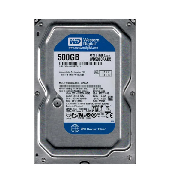WD5000AAKX-221CA1 - Western Digital Caviar Blue 500GB 7200RPM SATA 6Gb/s 16MB Cache 3.5-inch Hard Drive