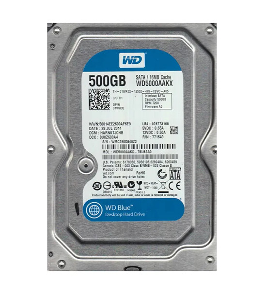 WD5000AAKX-75U6AA0 - Western Digital Caviar Blue 500GB 7200RPM SATA 6Gb/s 16MB Cache 3.5-inch Hard Drive