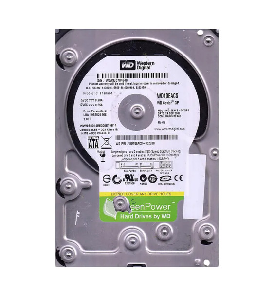 WD10EACS-00ZJB0 - Western Digital Caviar GP 1TB 7200RPM SATA 3Gb/s 16MB Cache 3.5-inch Hard Drive