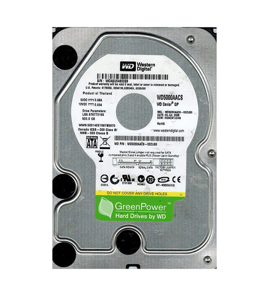 WD5000AACS-00ZUB0 - Western Digital Caviar GP 500GB 7200RPM SATA 3Gb/s 16MB Cache 3.5-inch Hard Drive