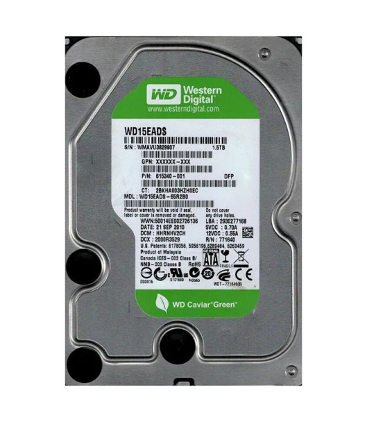 WD15EADS-65R2B0 - Western Digital Caviar Green 1.5TB 5400RPM SATA 3Gb/s 32MB Cache 3.5-inch Hard Drive