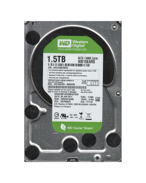 WD15EARS-00S0XB0 - Western Digital Caviar Green 1.5TB 5400RPM SATA 3Gb/s 64MB Cache 3.5-inch Hard Drive
