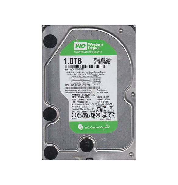 WD10EAVS - Western Digital Caviar Green 1TB 5400RPM SATA 3Gb/s 8MB Cache 3.5-inch Hard Drive