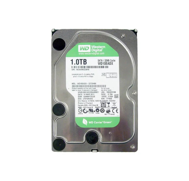 WD10EADX-22TDHB0 - Western Digital Caviar Green 1TB 5400RPM SATA 6Gb/s 64MB Cache 3.5-inch Hard Drive