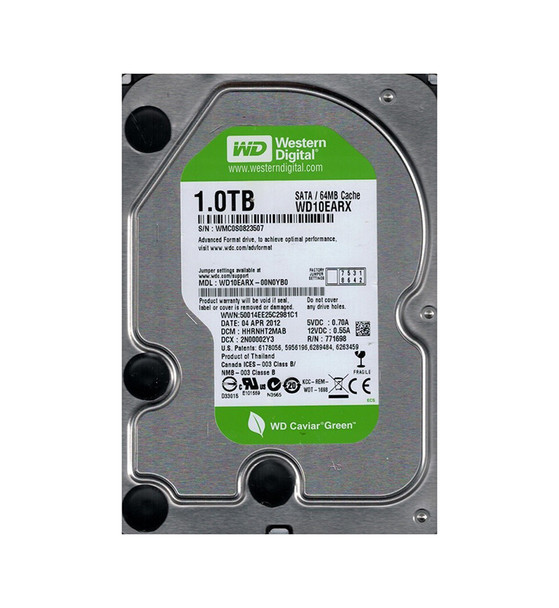 WD10EARX-00N0YB0 - Western Digital Caviar Green 1TB 5400RPM SATA 6Gb/s 64MB Cache 3.5-inch Hard Drive