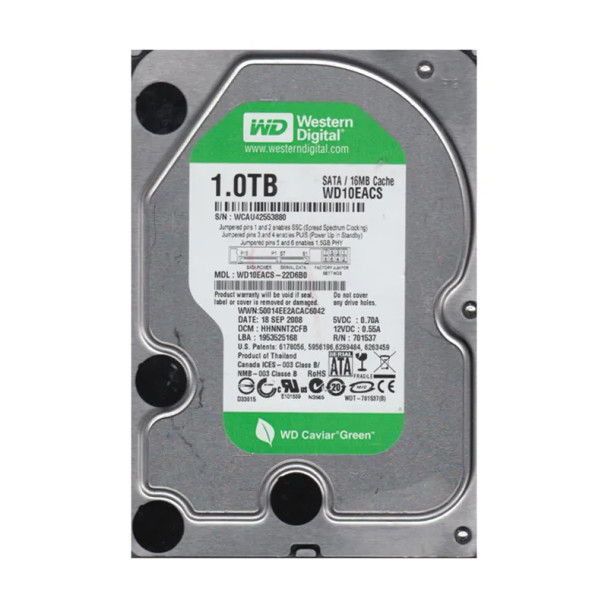 WD10EACS-22D6B0 - Western Digital Caviar Green 1TB 7200RPM SATA 3Gb/s 16MB Cache 3.5-inch Hard Drive