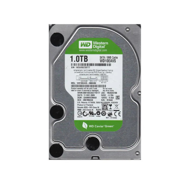 WD10EAVS-98M4B0 - Western Digital Caviar Green 1TB 7200RPM SATA 3Gb/s 8MB Cache 3.5-inch Hard Drive