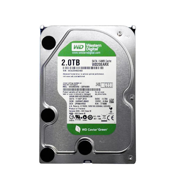 WD20EARX - Western Digital Caviar Green 2TB 5400RPM SATA 6Gb/s 64MB Cache 3.5-inch Hard Drive