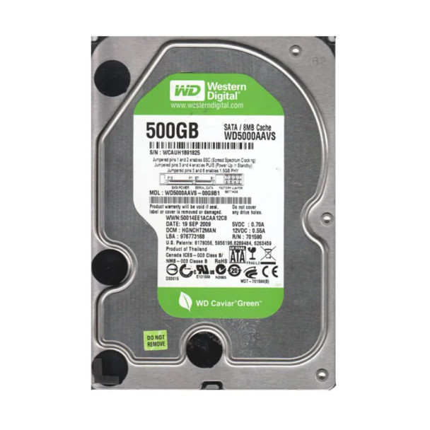 WD5000AAVS-00G9B1 - Western Digital Caviar Green 500GB 7200RPM SATA 3Gb/s 8MB Cache 3.5-inch Hard Drive