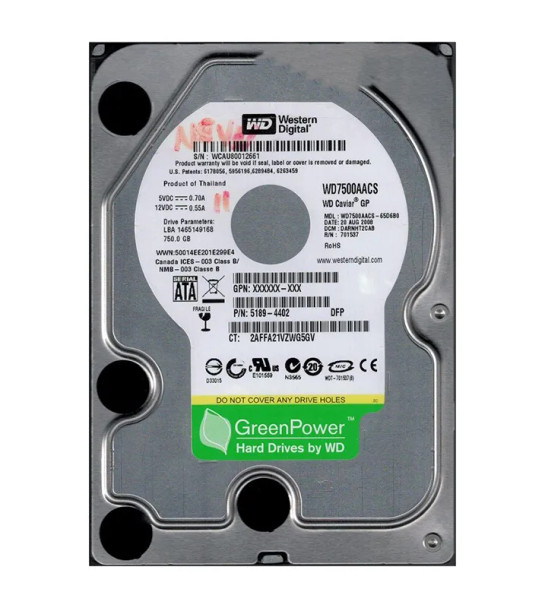 WD7500AACS-65D6B0 - Western Digital Caviar Green 750GB 7200RPM SATA 3Gb/s 16MB Cache 3.5-inch Hard Drive