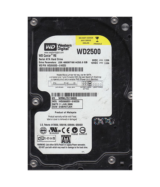 WD2500SD-01KCC0 - Western Digital Caviar RE 250GB 7200RPM SATA 1.5Gb/s 8MB Cache 3.5-inch Hard Drive