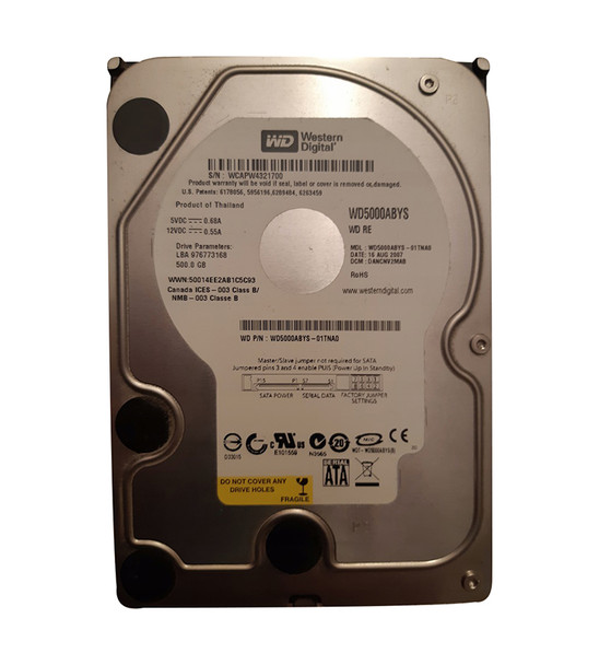 WD5000ABYS-01TNA - Western Digital Caviar RE2 500GB 7200RPM SATA 3Gb/s 16MB Cache 3.5-inch Hard Drive