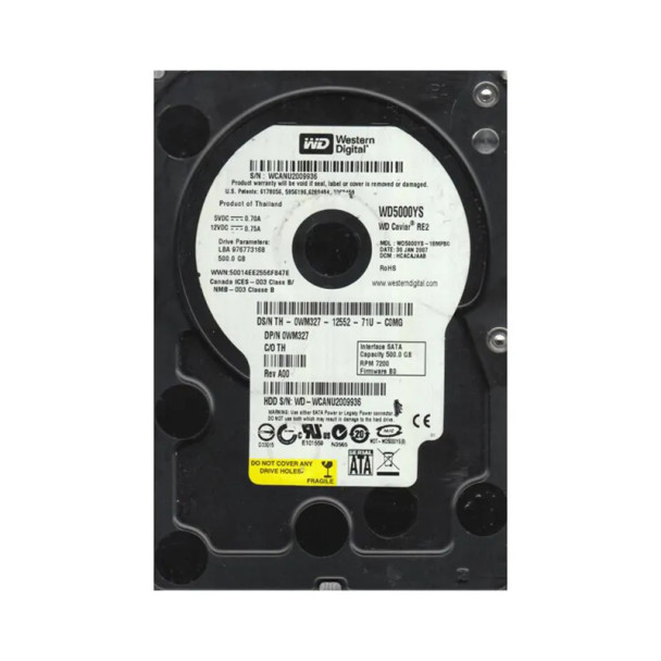 WD5000YS-18MPB0 - Western Digital Caviar RE2 500GB 7200RPM SATA 3Gb/s 16MB Cache 3.5-inch Hard Drive