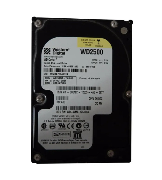 WD2500JD-75HBB0 - Western Digital Caviar SE 250GB 7200RPM SATA 1.5Gb/s 8MB Cache (512) 3.5-inch Hard Drive