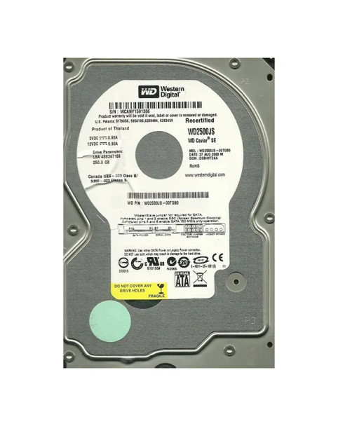 WD2500JS-00TGB0 - Western Digital Caviar SE 250GB 7200RPM SATA 3Gb/s 8MB Cache 3.5-inch Hard Drive
