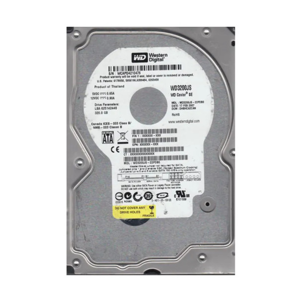 WD3200JS-22PDB0 - Western Digital Caviar SE 320GB 7200RPM SATA 3Gb/s 8MB Cache (512) 3.5-inch Hard Drive