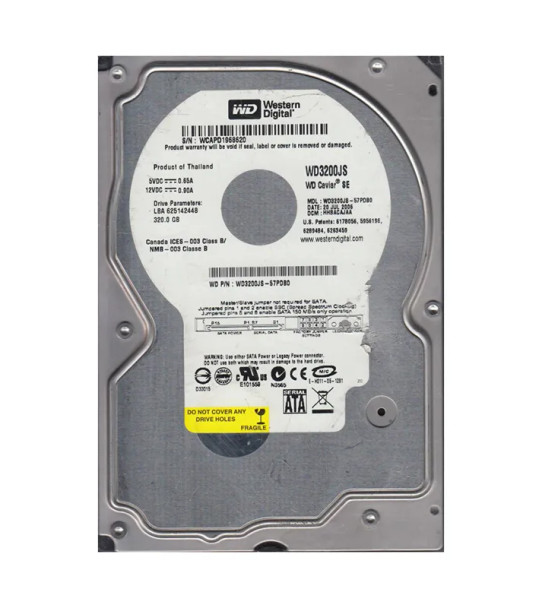 WD3200JS-57PDB0 - Western Digital Caviar SE 320GB 7200RPM SATA 3Gb/s 8MB Cache (512) 3.5-inch Hard Drive