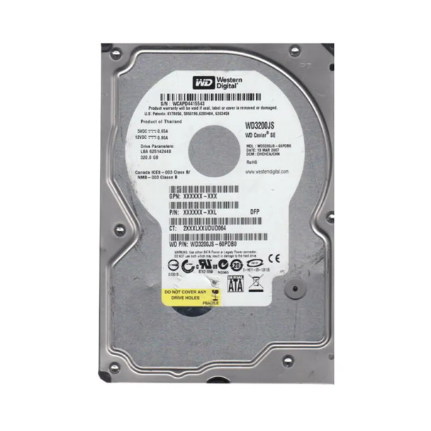 WD3200JS-60PDB0 - Western Digital Caviar SE 320GB 7200RPM SATA 3Gb/s 8MB Cache (512) 3.5-inch Hard Drive