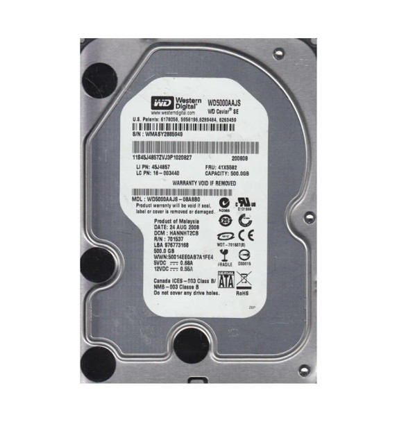 WD5000AAJS-08A8B0 - Western Digital Caviar SE 500GB 7200RPM SATA 3Gb/s 8MB Cache 3.5-inch Hard Drive