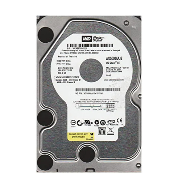 WD5000AAJS-55YFA0 - Western Digital Caviar SE 500GB 7200RPM SATA 3Gb/s 8MB Cache 3.5-inch Hard Drive