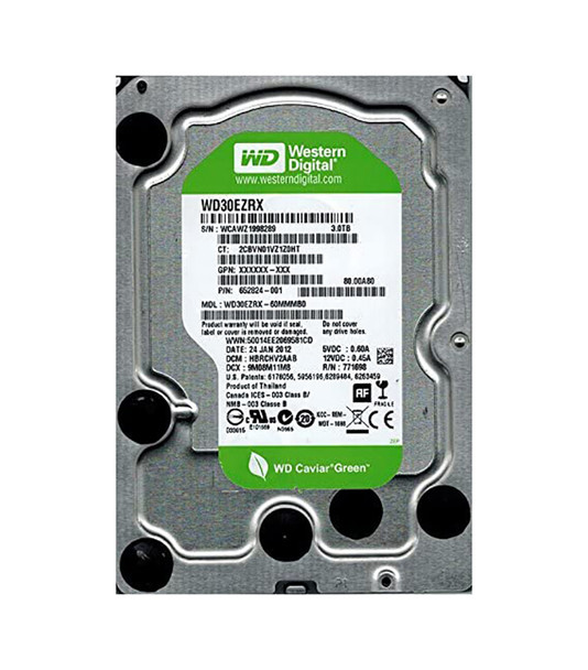 WD30EZRX-60MMMB0 - Western Digital Green 3TB 5400RPM SATA 6Gb/s 64MB Cache 3.5-inch Hard Drive