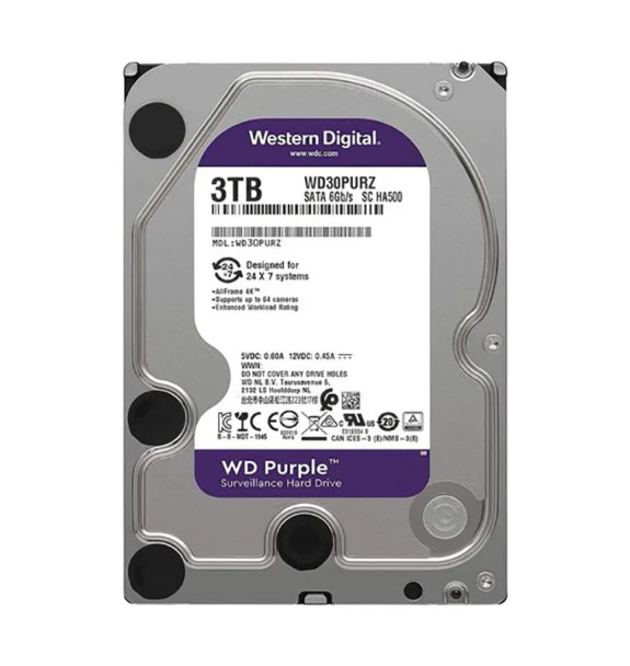 WD30PURZ - Western Digital Purple Surveillance 3TB 5400RPM SATA 6Gb/s 64MB Cache 3.5-inch Hard Drive