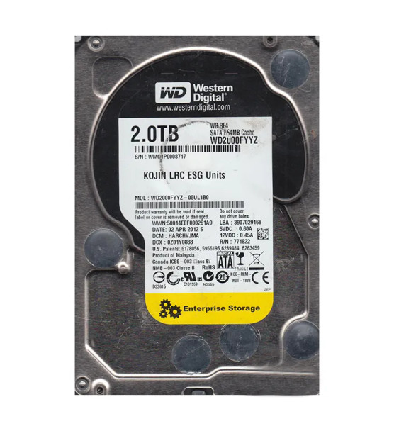 WD2000FYYZ-05UL1B0 - Western Digital Re 2TB 7200RPM SATA 6Gb/s 64MB Cache (RoHS) 3.5-inch Hard Drive