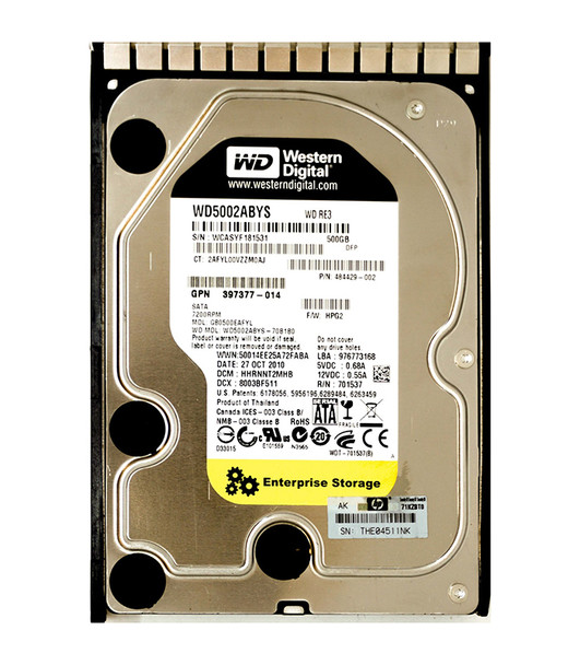 WD5002ABYS-70B1B0 - Western Digital RE3 500GB 7200RPM SATA 3Gb/s 16MB Cache 3.5-inch Hard Drive