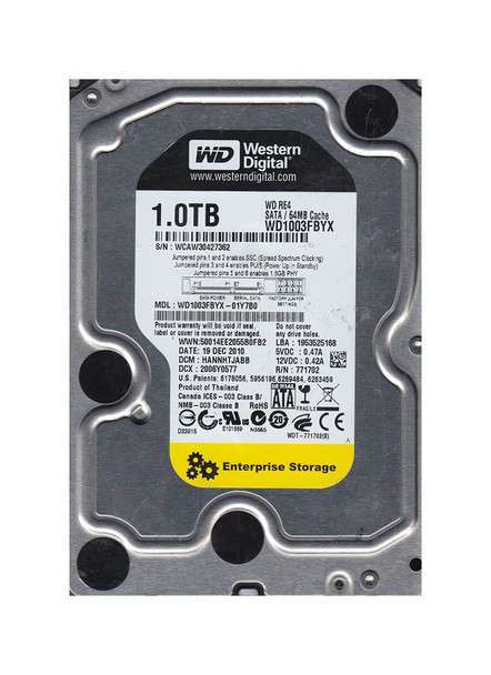 WD1003FBYX-01Y7B0 - Western Digital RE4 1TB 7200RPM SATA 3Gb/s 64MB Cache 3.5-inch Hard Drive