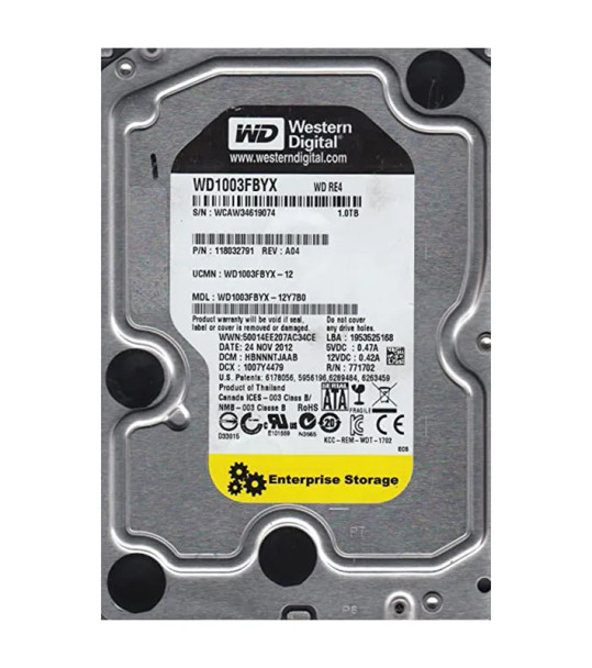WD1003FBYX-12Y7B0 - Western Digital RE4 1TB 7200RPM SATA 3Gb/s 64MB Cache 3.5-inch Hard Drive