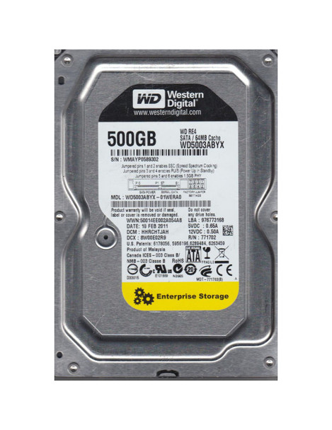 WD5003ABYX-01WERA0 - Western Digital RE4 500GB 7200RPM SATA 3Gb/s 64MB Cache 3.5-inch Enterprise Hard Drive