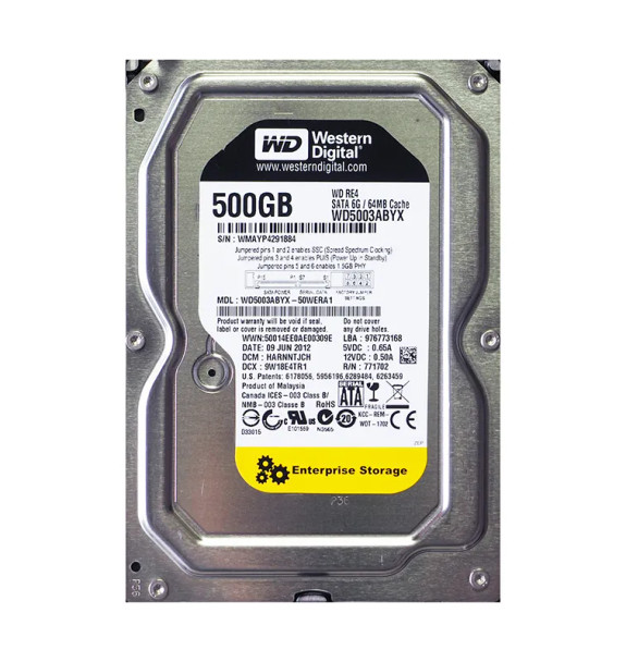 WD5003ABYX-50WERA1 - Western Digital RE4 500GB 7200RPM SATA 3Gb/s 64MB Cache 3.5-inch Hard Drive