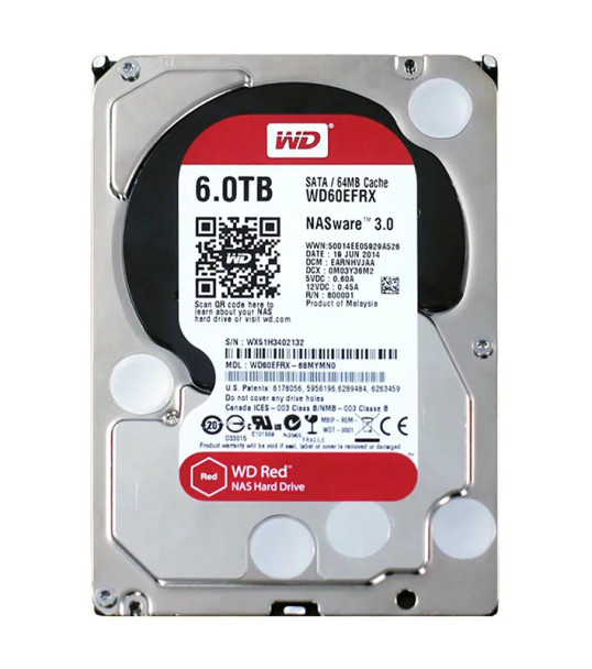 WD60EFRX-68MYMN0 - Western Digital Red 6TB 5400RPM SATA 6Gb/s 64MB Cache 3.5-inch Hard Drive