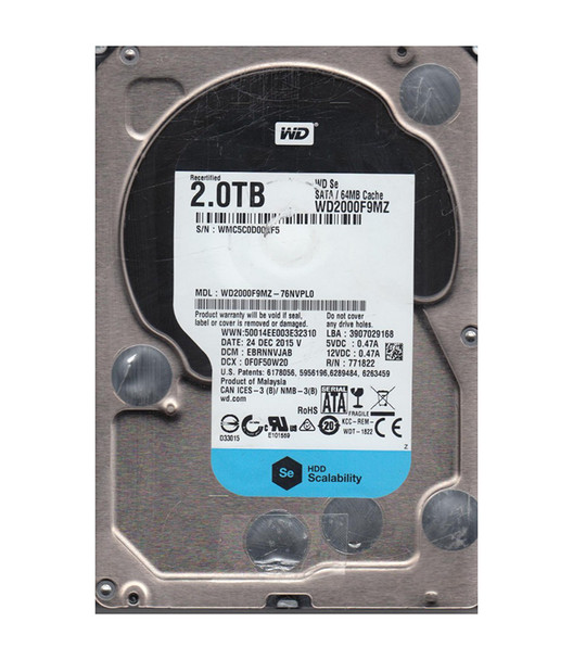 WD2000F9MZ - Western Digital Se 2TB 7200RPM SATA 6Gb/s 64MB Cache 3.5-inch Class Hard Drive