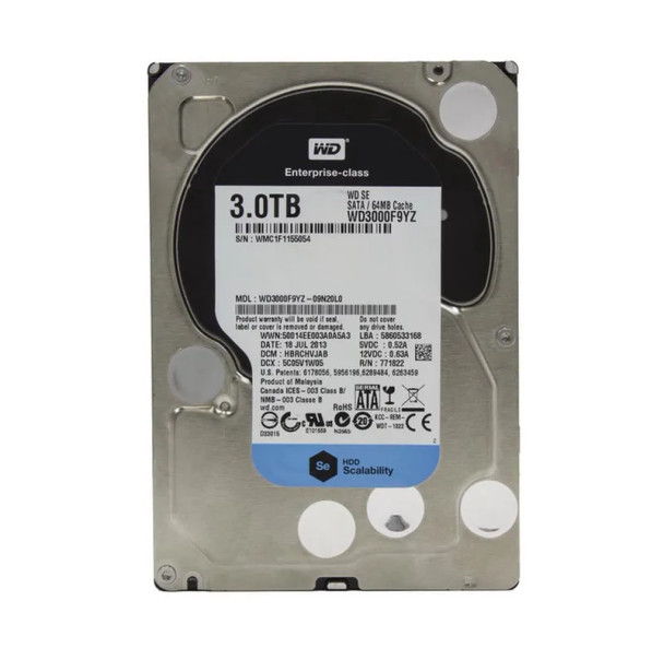 WD3000F9YZ - Western Digital Se 3TB 7200RPM SATA 6Gb/s 64MB Cache 3.5-inch Hard Drive