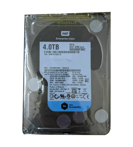 WD4000F9MZ - Western Digital Se 4TB 7200RPM SATA 6Gb/s 64MB Cache 3.5-inch Hard Drive