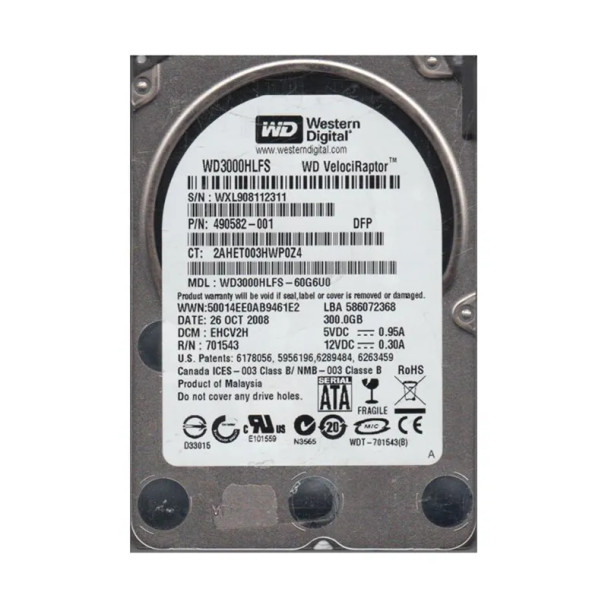 WD3000HLFS-60G6U0 - Western Digital VelociRaptor 300GB 10000RPM SATA 3Gb/s 16MB Cache 3.5-inch Hard Drive