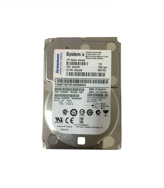 00AJ090 - Lenovo 1TB 7200RPM SAS 6Gb/s Hot-Swappable Nearline 2.5-inch Hard Drive with Tray for System x