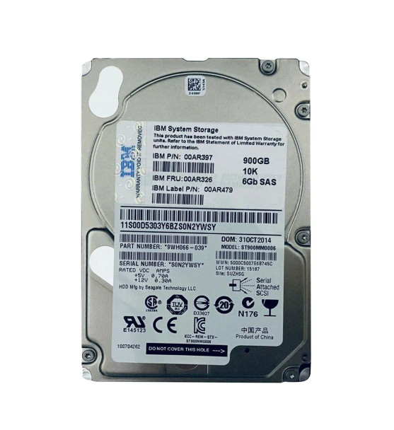 00AR326 - IBM 900GB 10000RPM SAS 6Gb/s 2.5-inch Hard Drive with Tray for Storwize V7000