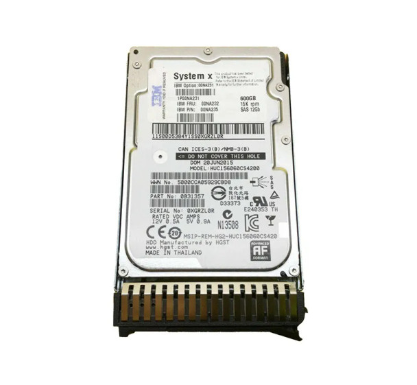 00NA232 - IBM 600GB 15000RPM SAS 12Gb/s Hot-Swappable (512e) 2.5-inch Hard Drive with Tray