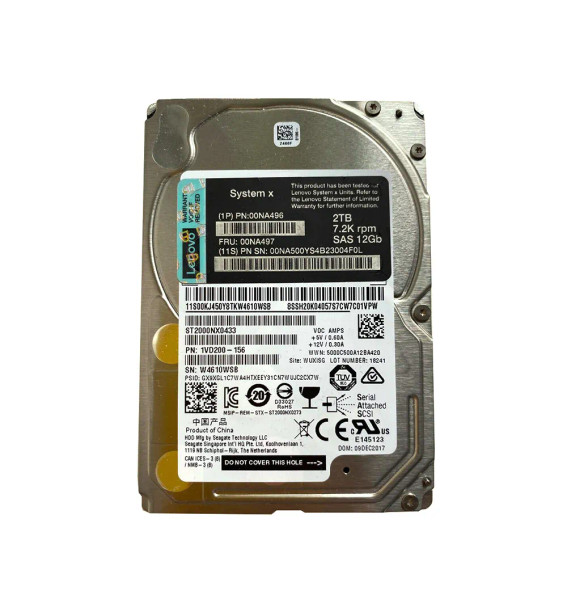00NA496 - Lenovo 2TB 7200RPM SAS 12Gb/s Nearline Hot-Swapable 2.5-inch Hard Drive