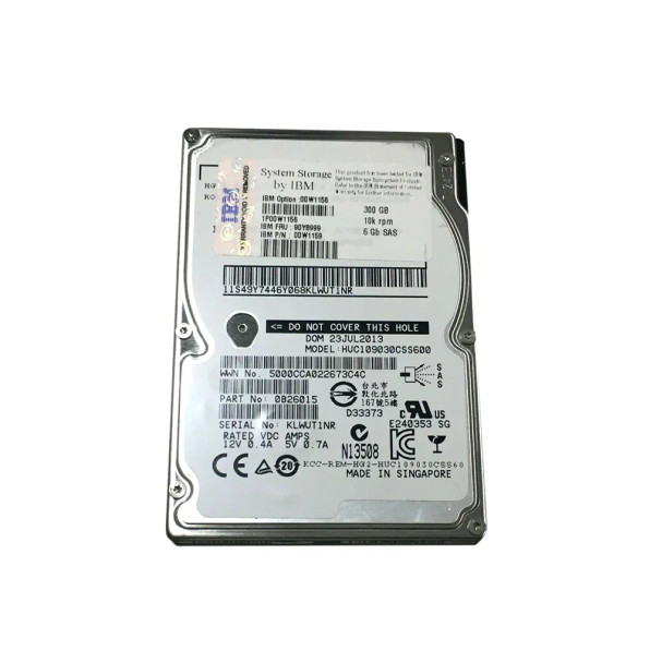 00W1159 - IBM 300GB 10000RPM SAS 6Gb/s 2.5-inch Internal Hard Drive